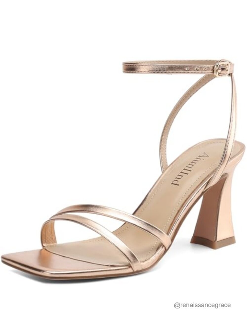 Chunky Kitten Heel Strappy Square Open Toe Sandals Faux Leather